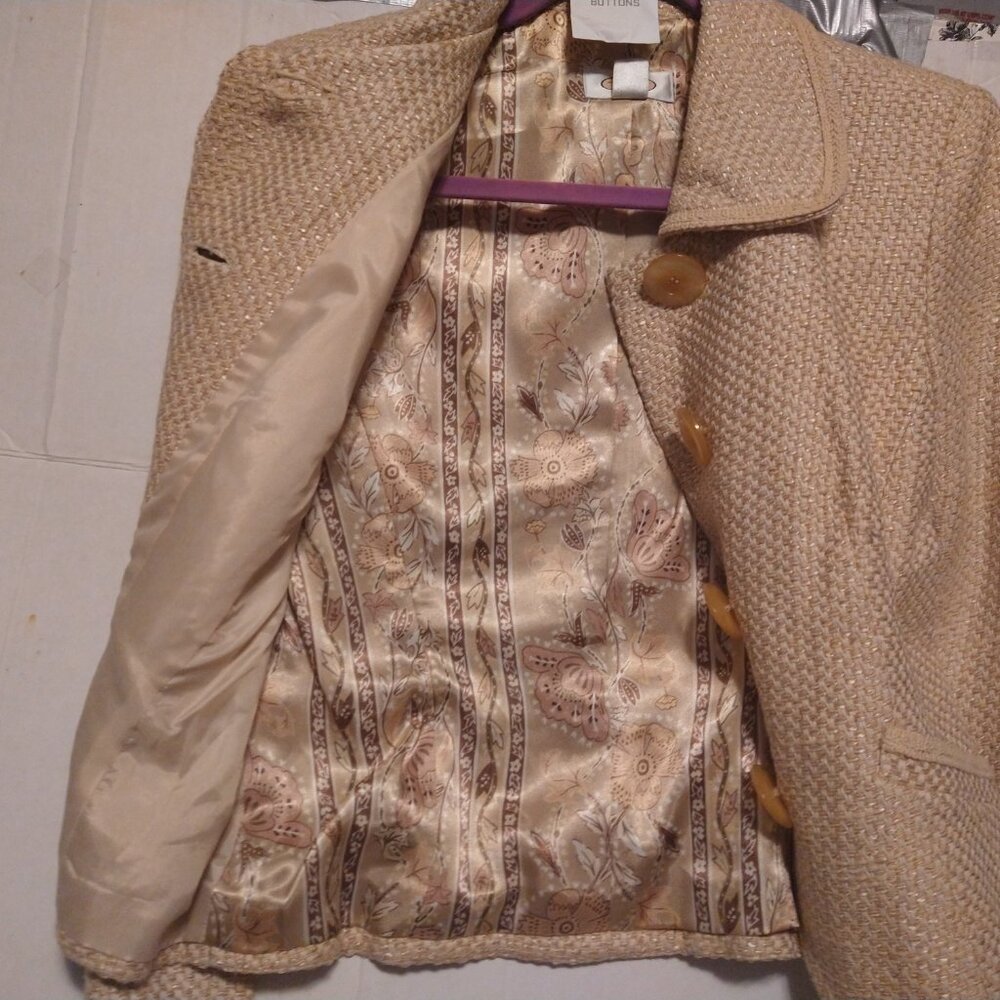 Quality neutral tweed knit blazer sz 2